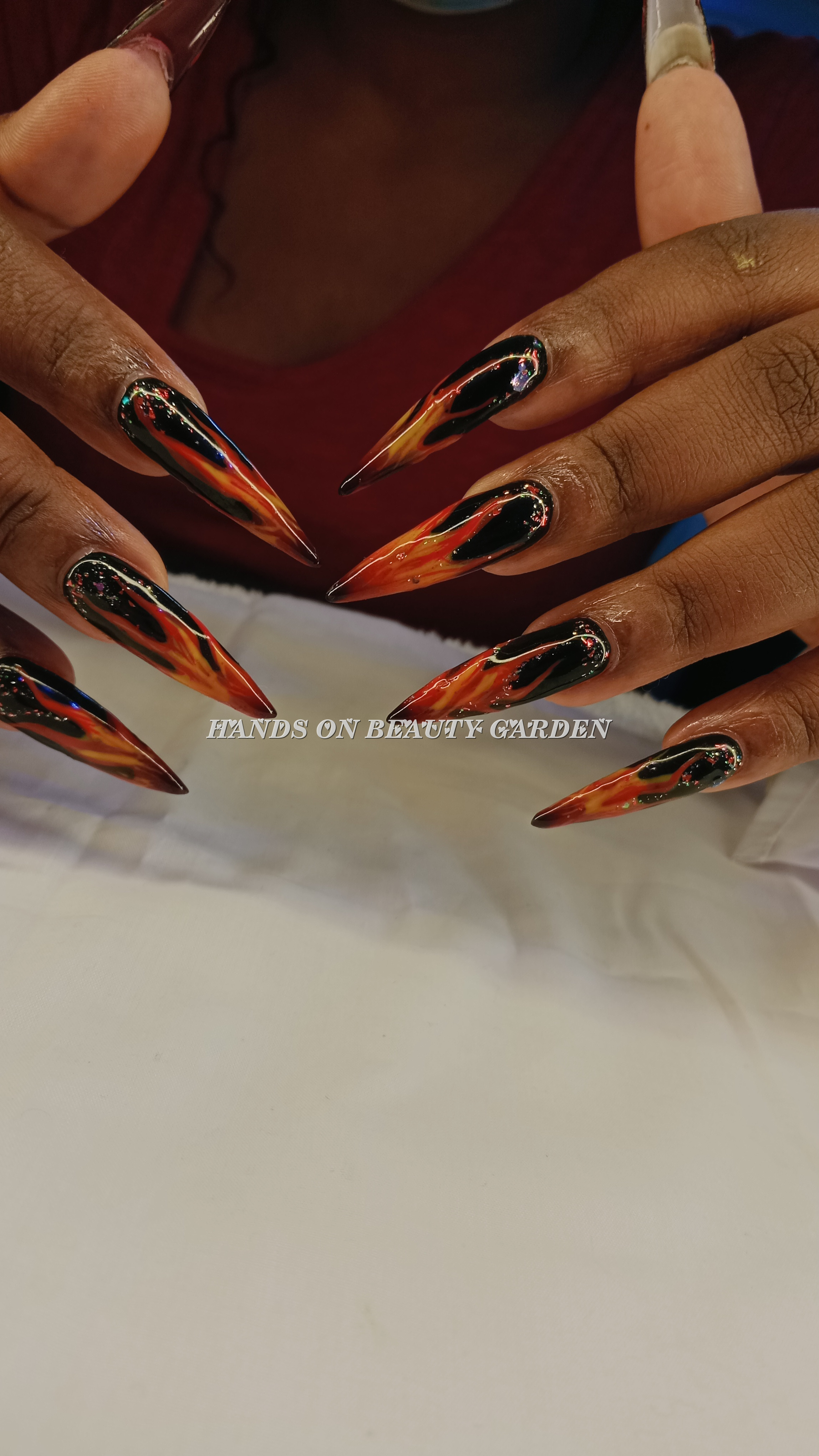Fire flame nails